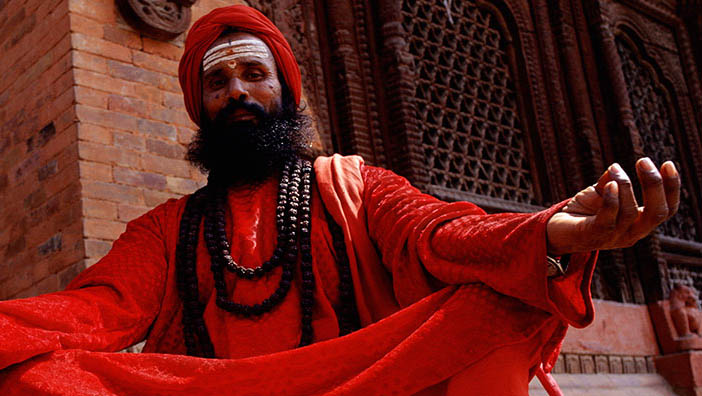 Man-meditating-outside-temple