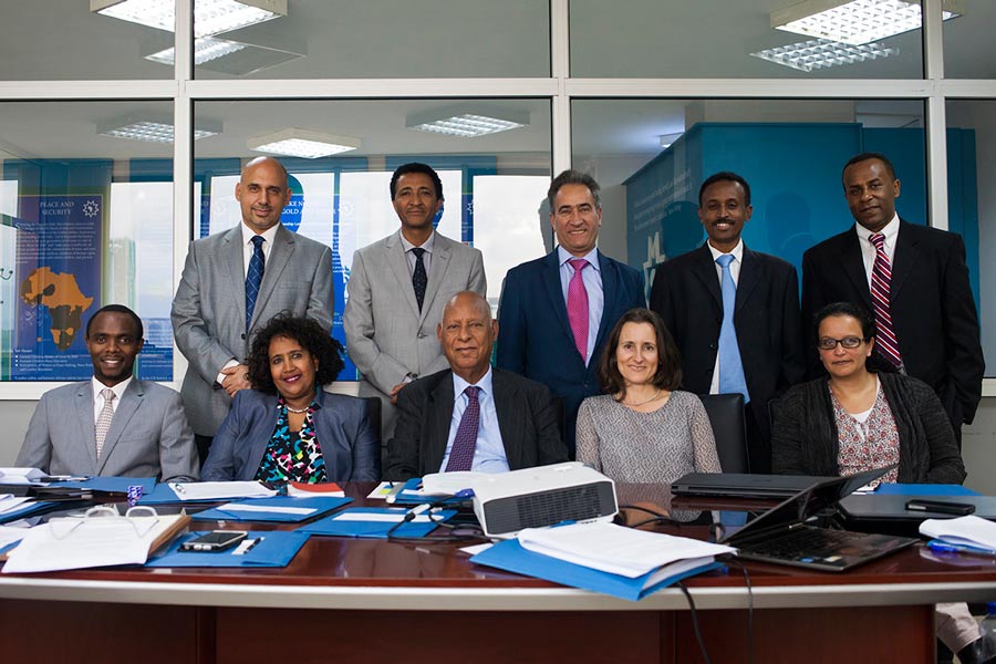 Staff and some of the associates of the Baha’i International Community Addis Ababa Office. Prof. Techeste Ahderom is in the center of the first row.