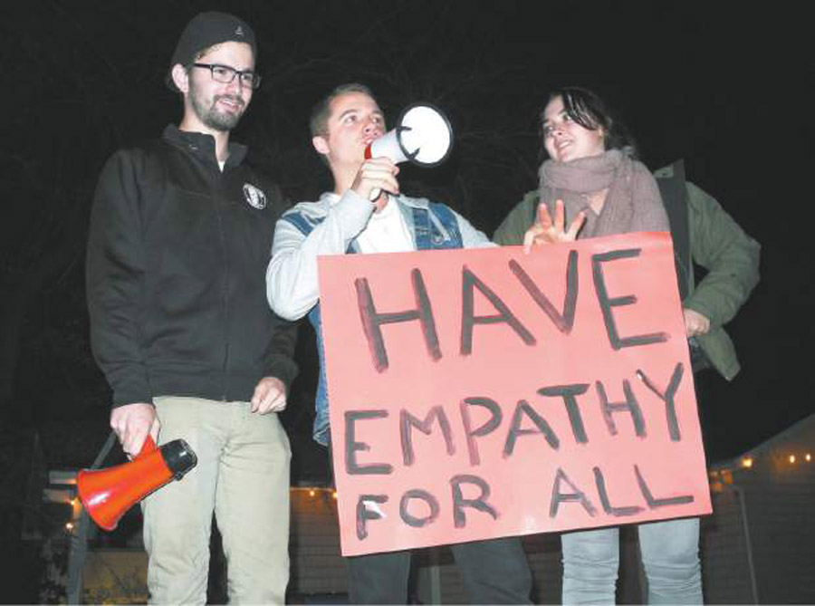 The three organizers of the  unity-march. From left, Christian Jewell, Jerron Steele and Ivy MacLeod.