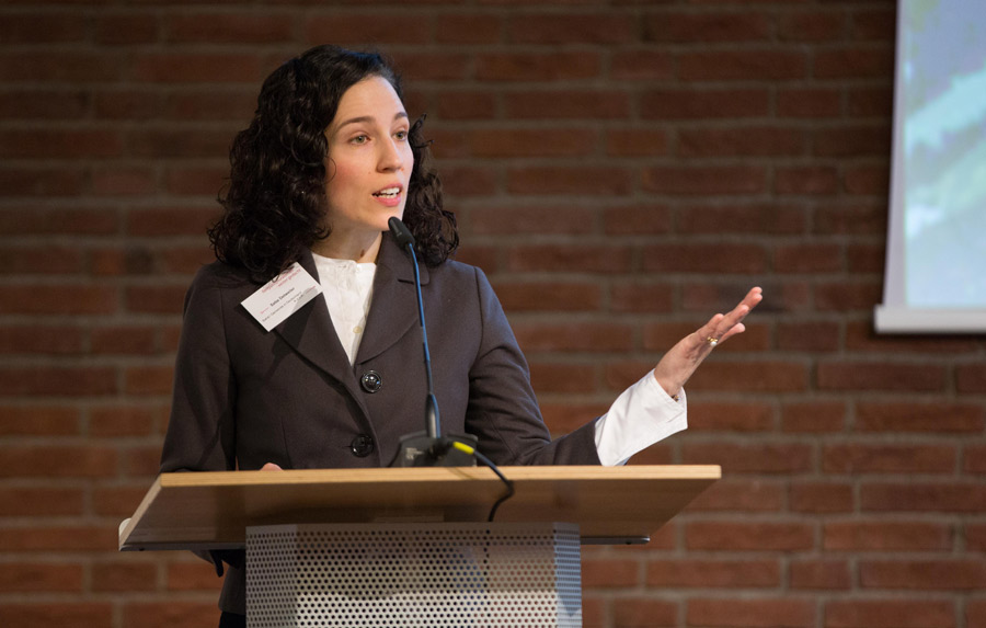 Representing the Baha’i community of Germany, Saba Detweiler addresses the audience. 