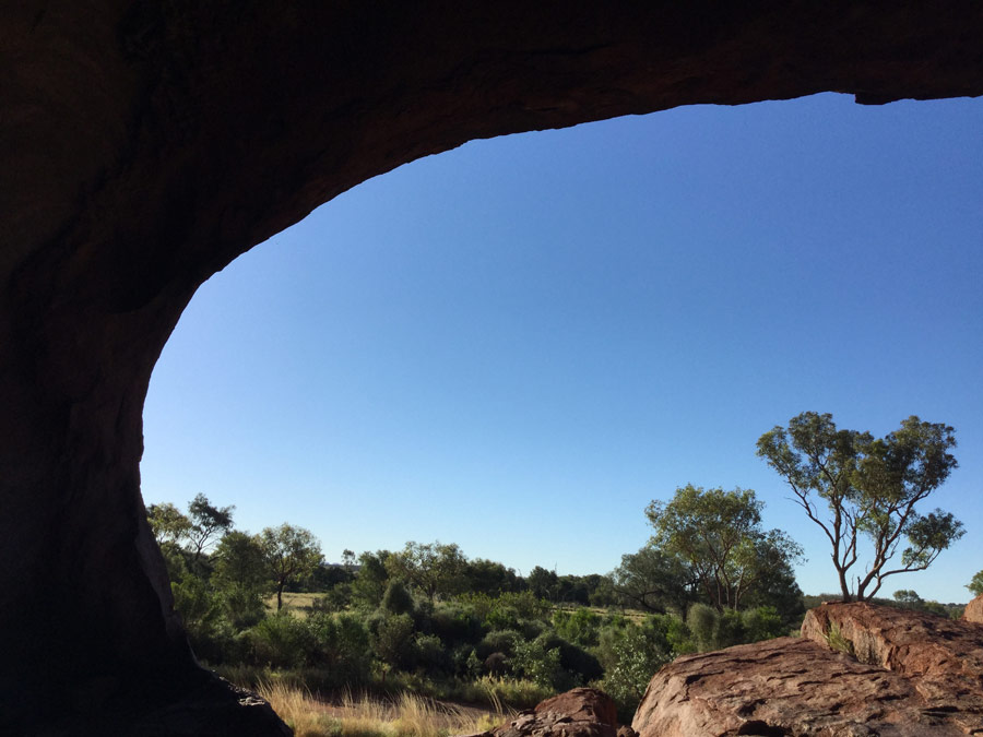 View out of a cave within Uluru.