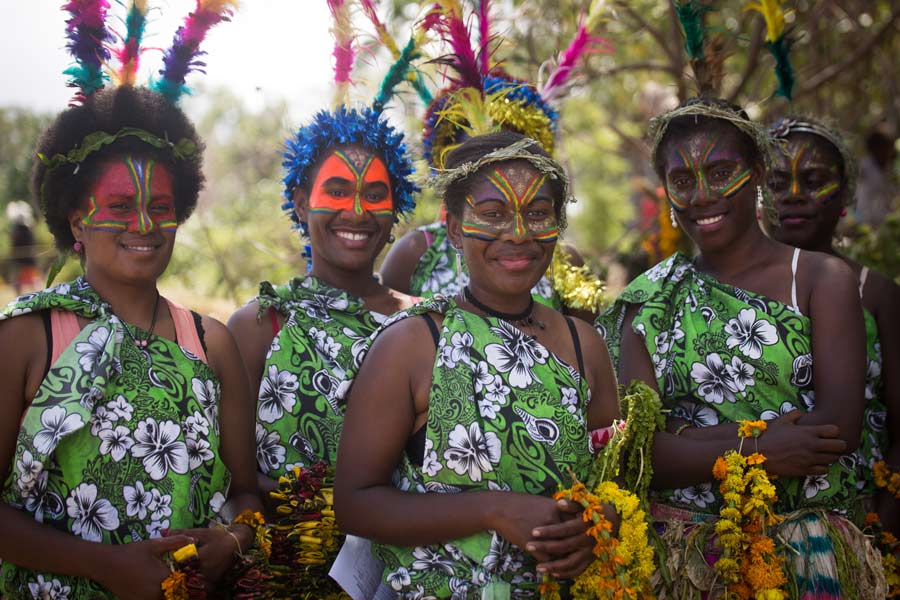 This group greeted the dignitaries at Sunday’s groundbreaking with garlands.