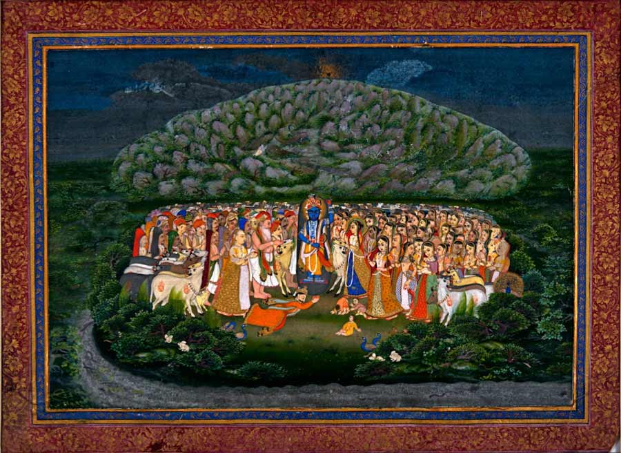 Krishna Lifting Mount Govardhan (1800 AD)