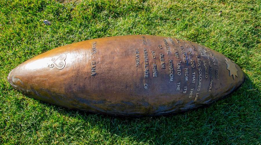 A photo of the burial marker