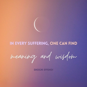Suffering is both a reminder and a guide. It stimulates us better to adapt ourselves to our environmental conditions, and thus leads the way to self improvement. In every suffering one can find a meaning and a wisdom. But it is not always easy to find the secret of that wisdom. It is sometimes only when all our suffering has passed that we become aware of its usefulness. - Shoghi Effendi  #Bahai #Spirituality #SpiritualGrowth 
(Unfolding Destiny)