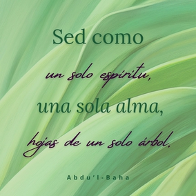 Día tras día volveos más fuertemente atraídos para que el amor de Dios pueda iluminar a todos aquellos con quienes entréis en contarlo. Sed como un solo espíritu, una sola alma, hojas de un solo árbol, flores de un mismo jardín, olas de un solo océano. – #AbdulBaha  #Bahai #Espiritualidad #Unidad #Humanidad