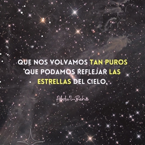La facultad meditativa es semejante a un espejo: si se sitúa frente a los objetos terrenales, los reflejará. Por consiguiente, si el espíritu del ser humano se encuentra en contemplación de las cosas terrenales, será informado de ellas. Pero si volvéis vuestro espejo espiritual hacia el cielo, las constelaciones celestiales y los rayos del Sol de la Realidad se reflejarán en vuestros corazones y obtendréis las virtudes del Reino.
Conservemos, por tanto, esta facultad debidamente orientada, volviéndola hacia el Sol Celestial y no hacia los objetos terrenales, para que así podamos descubrir los secretos del Reino y comprender las alegorías de la Biblia y los misterios del espíritu.
Ojalá que seamos, en verdad, espejos reflejando las realidades celestiales, y que nos volvamos tan puros que podamos reflejar las estrellas del cielo. – #AbdulBaha  #Bahai #Espiritualidad #Alma #Bondad 
(La saboduría de Abdu’l-Baha)