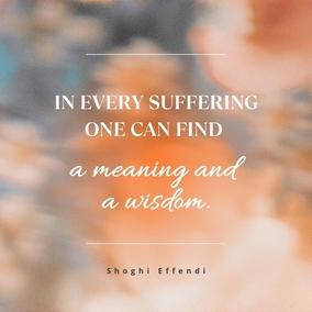 Suffering is both a reminder and a guide. It stimulates us better to adapt ourselves to our environmental conditions, and thus leads the way to self improvement. In every suffering one can find a meaning and a wisdom. But it is not always easy to find the secret of that wisdom. It is sometimes only when all our suffering has passed that we become aware of its usefulness. - Shoghi Effendi #Bahai #Spirituality #SpiritualGrowth
(Unfolding Destiny)
