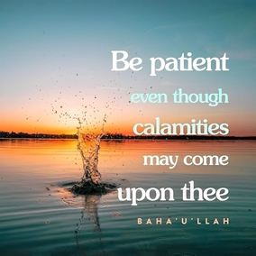 I have heard thy cries and am conscious of thy tears. Remember at all times and in all places that God is faithful and do not doubt this. Be patient even though calamities may come upon thee. Yet fear not! Be firm ... as a mountain unmoved, unchanging in thy steadfastness. - Baha’u’llah  #Bahai #Spirituality #Patience 
(Star of the West, Vol. 8, Issue 7, p. 221)
