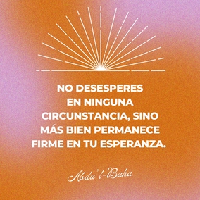 Nunca pierdas la confianza en Dios. Ten siempre esperanza, pues las dádivas de Dios nunca cesan de descender sobre el hombre. Si se observa desde cierta perspectiva, parecen decrecer, mas, vistas desde otro ángulo, son plenas y completas. El hombre, en todas las condiciones, está inmerso en un mar de bendiciones de Dios. Por tanto, no desesperes en ninguna circunstancia, sino más bien permanece firme en tu esperanza. - #AbdulBaha⠀
⠀
#bahai #espiritualidad #confianzaendios #confianza esperanza