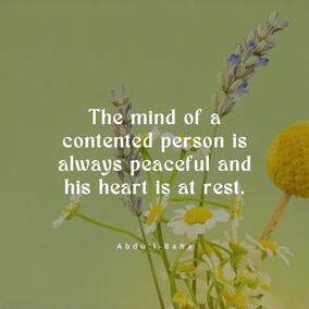 The mind of a contented person is always peaceful and his heart is at rest. – #AbdulBaha  #Bahai #Spirituality #Contentment #Peace 
(Star of the West, Star of the West)