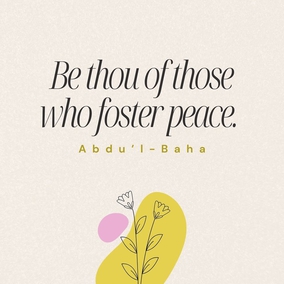Be thou severed from this world, and reborn through the sweet scents of holiness that blow from the realm of the All-Highest. Be thou a summoner to love, and be thou kind to all the human race. Love thou the children of men and share in their sorrows. Be thou of those who foster peace. Offer thy friendship, be worthy of trust. Be thou a balm to every sore, be thou a medicine for every ill. Bind thou the souls together. – #AbdulBaha  #Bahai #Spirituality #Peace #Friendship 
(Selections from the Writings of ‘Abdu’l‑Bahá, p. 12)
